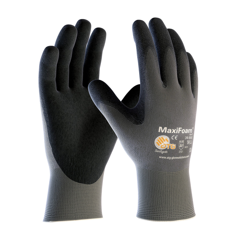 PIP 34-900 MaxiFoam Lite Seamless Knit Nylon with Nitrile Coated Foam Grip on Palm & Fingers Glove (One Dozen)