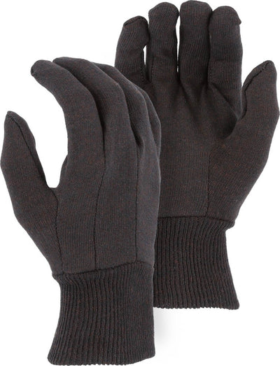 Majestic 3401 Brown Jersey Glove in 8-oz Cotton Knit Wrist Glove (One Dozen)