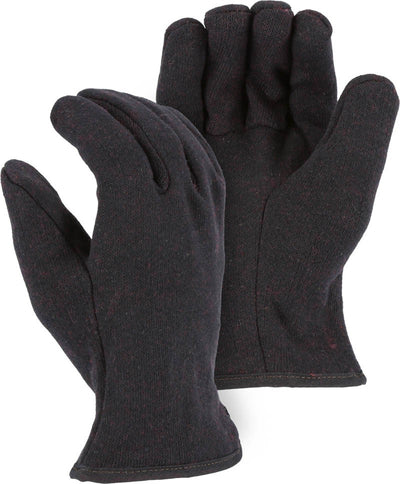 Majestic 3421 Brown Jersey Glove in Red Fleece Lined Jersey (One Dozen)