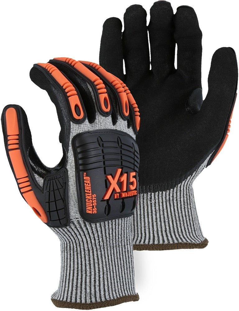 Majestic 35-5575 X-15 Cut & Impact Resistant Glove with Double Sandy Nitrile Coating (One Dozen)