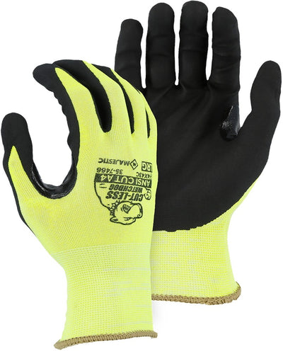 Majestic 35-7466 High Visibility Cut-Less Watchdog Glove with Foam Nitrile Palm Coating (One Dozen)
