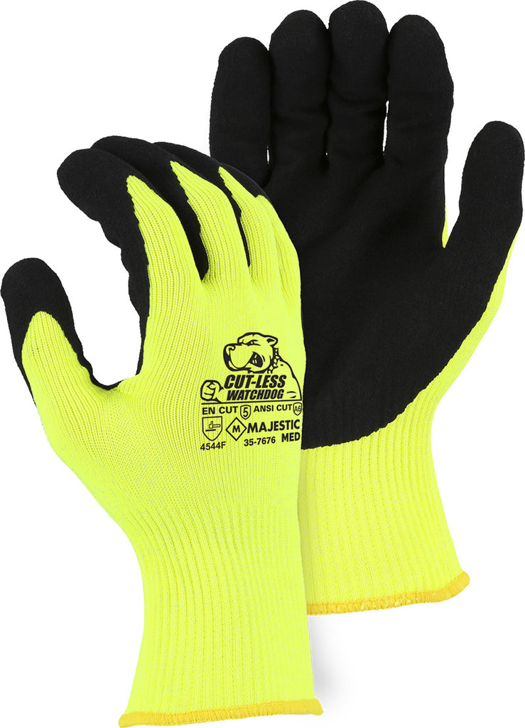Majestic 35-7676 Cut-Less Watchdog Glove With Sandy Nitrile Palm, A6 Cut Gloves (One Dozen)