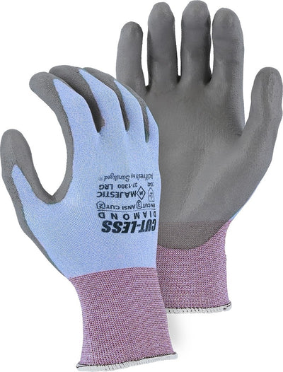 Majestic 37-1300 Cut-Less Diamond Seamless Knit Glove with Polyurethane Palm Coating (One Dozen)
