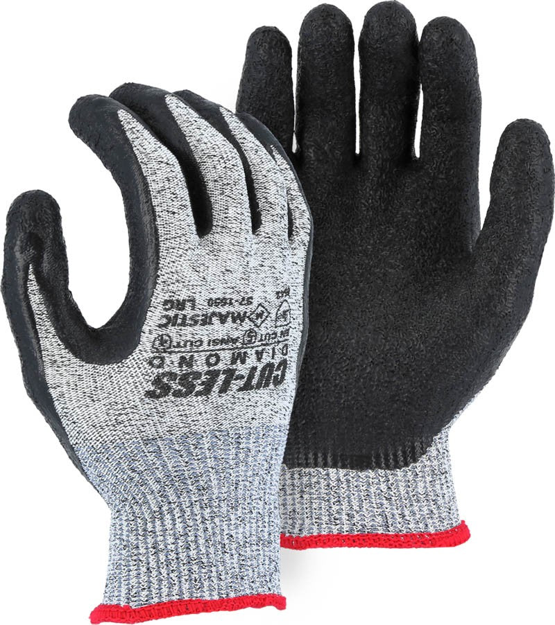 Majestic 37-1550 Cut-Less Diamond Seamless Knit Glove with Latex Palm Coating (One Dozen)