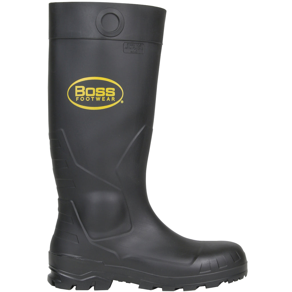 PIP 380-800 Boss Footwear 16" Black PVC Waterproof Protection Plain Toe Boot (1 Pair)