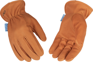 Kinco 381P HydroFlector Rust aquaHIDE Water-Resistant Leather Hem Easy-On Cuff Shirred Elastic Wrist Glove (One Dozen)
