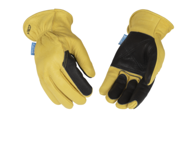 Kinco 387P HydroFlector Golden aquaHIDE Water-Resistant Full-Palm Reinforcement Patch  Leather Hem Wing Thumb Design Glove (One Dozen)
