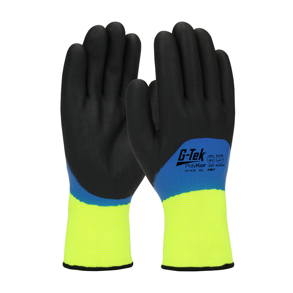 PIP 41-1415 G-Tek Seamless Knit PolyKor Blend Glove with Acrylic Liner and Double-Dipped Nitrile Foam Grip on Full Hand Glove (One Dozen)