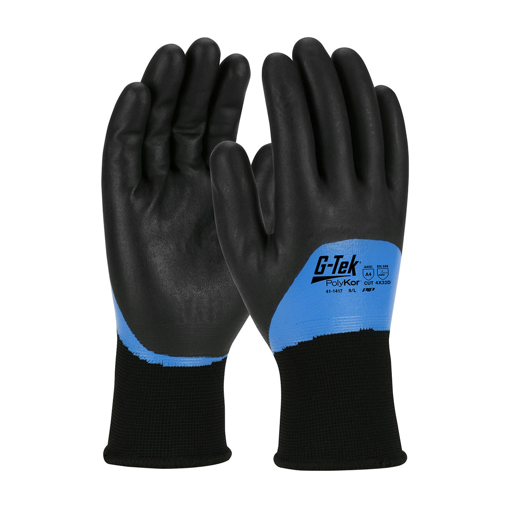 PIP 41-1417 G-Tek Seamless Knit PolyKor Blend with Acrylic Liner and Double-Dipped Nitrile Foam Grip on Full Hand Glove (One Dozen)