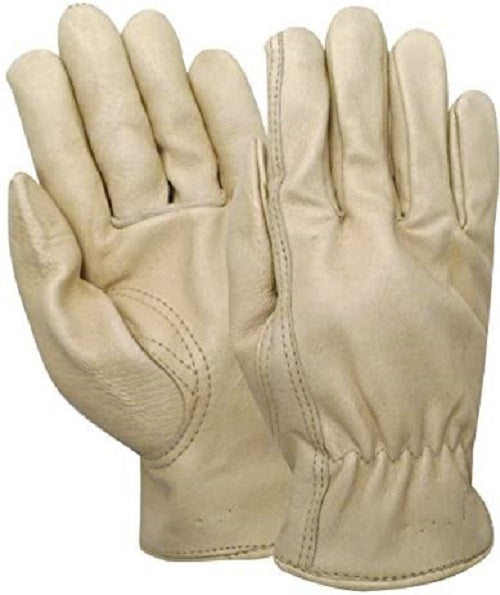 Red Steer 5670 Grain Pigskin Lined Keystone Thumb Elasticized Wrist Drivers Gloves (One Dozen)