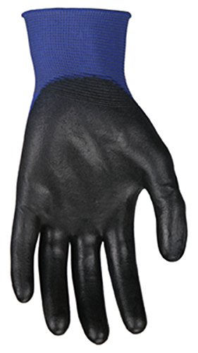 Memphis Glove N9696S Ninja Lite Polyurethane Palm Athletic Grade Nylon Shell Gloves, Black/Blue, (One Dozen) - image 3