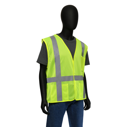 image of a digital mannequin wearing a high visibility safety vest from West Chester brand