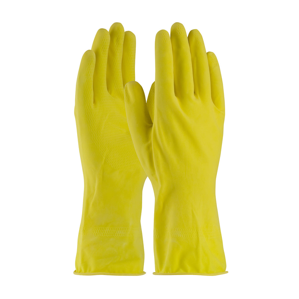 Assurance 48-L160Y 16 Mil Unsupported Latex, Flock Lined with Raised Diamond Grip (One Dozen)