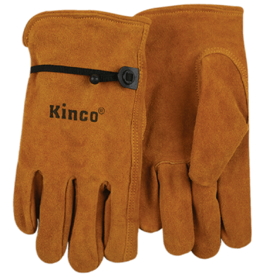 Kinco 50BT Unlined Suede Cowhide with Pull-Strap Drivers Gloves (3 Pair)