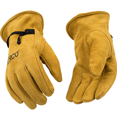 Kinco 50BT Unlined Suede Cowhide with Pull-Strap Drivers Gloves (3 Pair)
