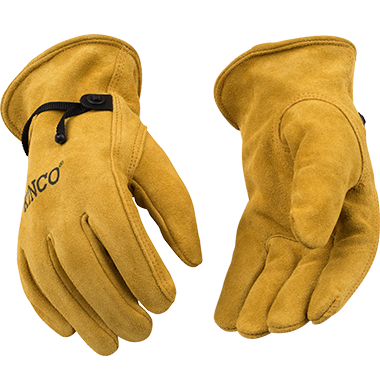 Kinco 50BT Unlined Suede Cowhide with Pull-Strap Drivers Gloves (One Dozen)