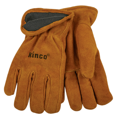 Kinco 50RL Lined Suede Cowhide Shirred Elastic Wrist Leather Hem Drivers Gloves (3 Pair)