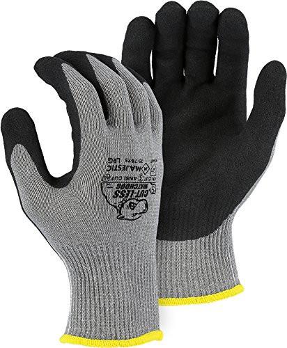 Majestic 35-7675 Cut-Less Watchdog Glove with Sandy Nitrile Palm, A6 Cut Black Gloves (One Dozen)
