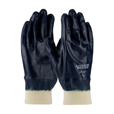 ArmorLite 56-3171 Nitrile Dipped Glove with Interlock Liner and Textured Finish on Full Hand - Knit Wrist (One Dozen)