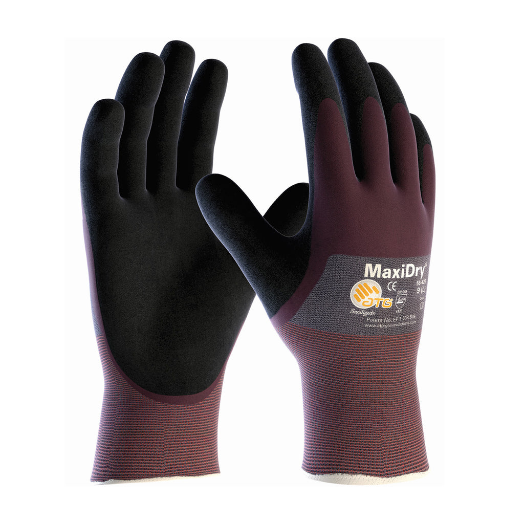 MaxiDry 56-425 3/4 Coated Ultra Lightweight Nitrile Glove with Seamless Knit Nylon Liner and Non-Slip Grip (One Dozen)