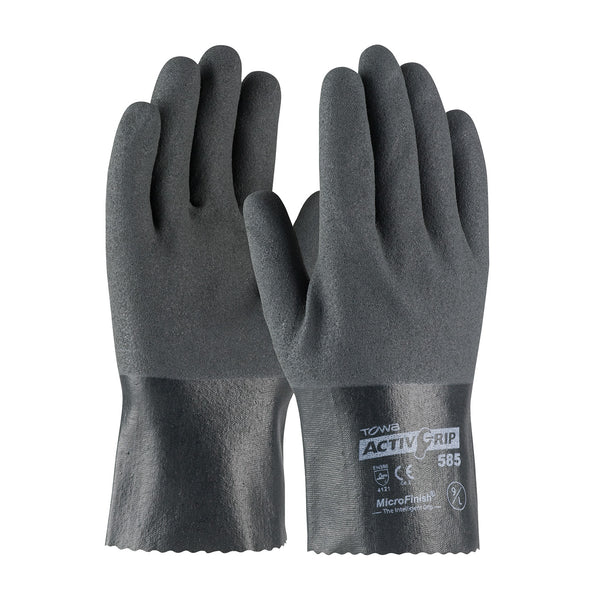 a pair of black nitrile coated work gloves