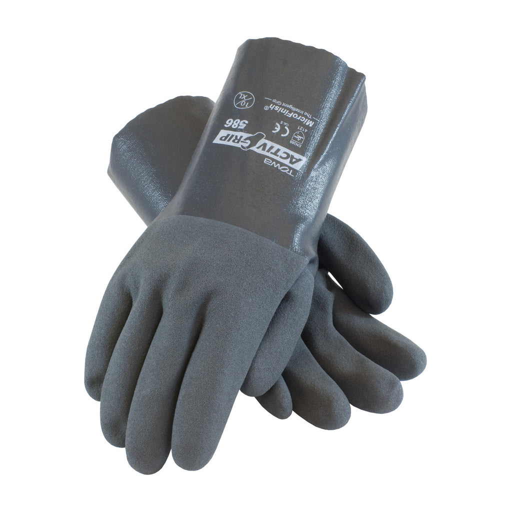 PIP 56-AG585 12" ActivGrip Nitrile Coated Cotton Liner MicroFinish Grip Gloves (One Dozen)
