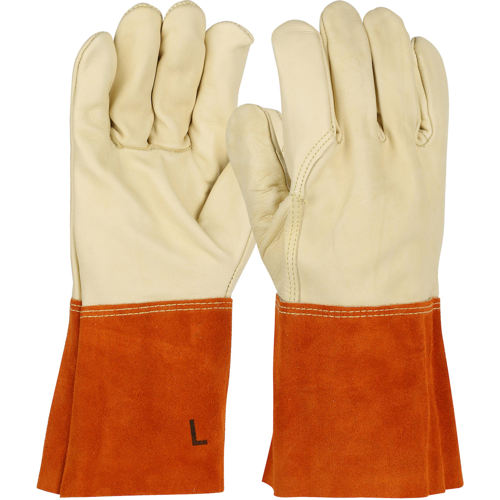 West Chester 6000 Ironcat Top Grain Cowhide Leather Mig Tig with Kevlar Stitching Split Leather Gauntlet Cuff Welder Gloves (One Dozen)