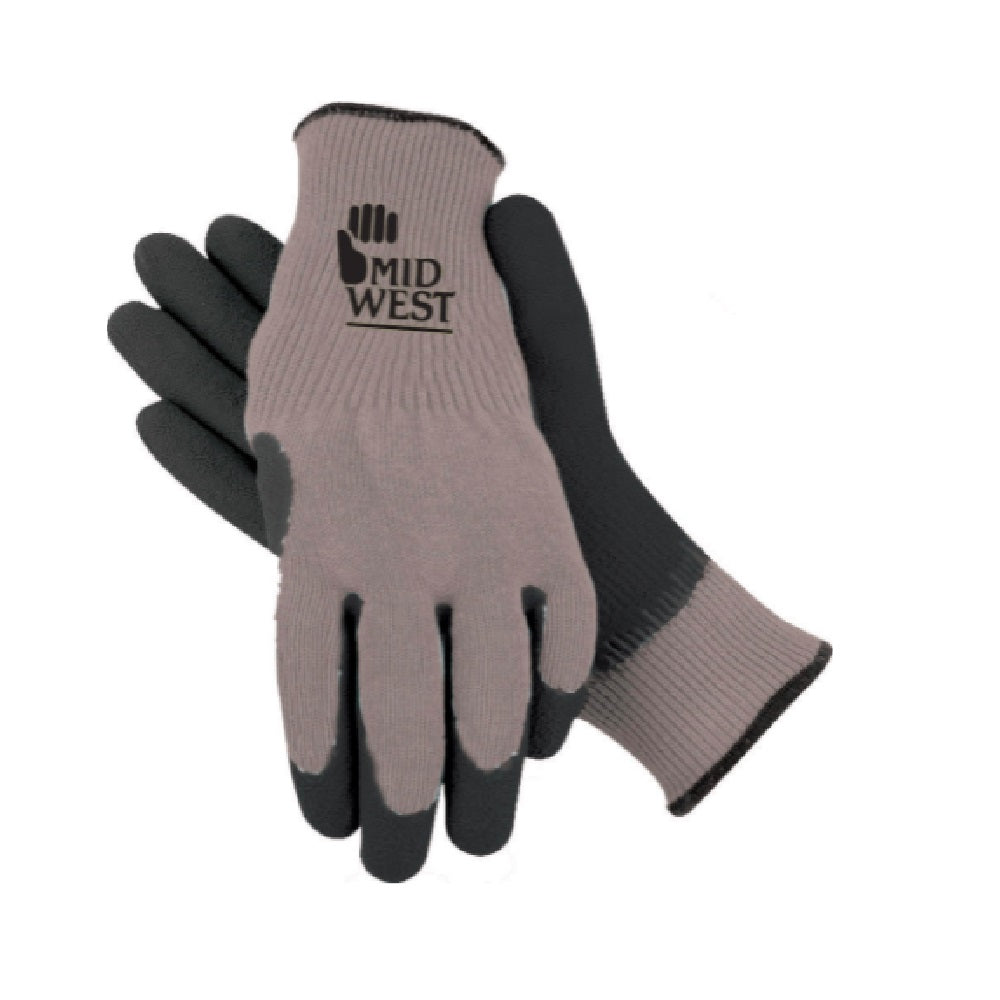 Midwest 66BLK Rubber Latex Coated Palm Knit Gloves (One Dozen)