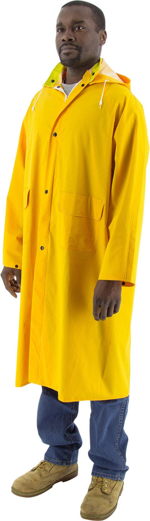 7020 Large Raincoat, Pvc/Poly, With Hood, Corduroy Collar, 35mm, Yellow, (Full Cases)