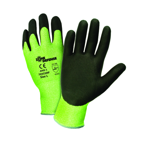 West Chester 705CGNF Zone Defense Green HPPE Shell with Black Nitrile Foam Palm Coat Gloves (One Dozen)