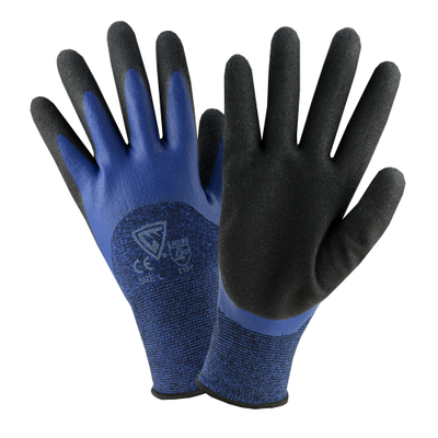 West Chester 713BLDD Work Gloves Blue Polyester Shell W/ 3/4 Blue Flat Latex and Second Coating w/ Foam Sandy Latex Gloves (One Dozen)