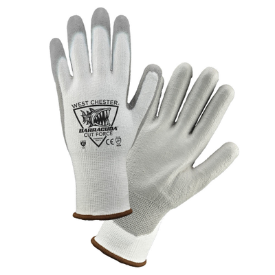West Chester Barracuda 713CFHGWU White HPPE Shell w/ Grey PU Dip Cut Protection, Cut Resistant Gloves, (One Dozen)
