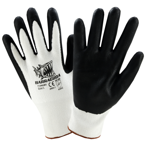 West Chester 713HGWFN Barracuda White HPPE Shell w/ Black Foam Nitrile Dip Gloves (One Dozen)