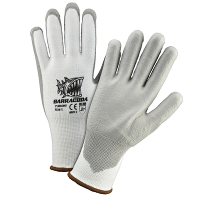 West Chester 713HGWU Barracuda Seamless Knit HPPE Blended Glove with Polyurethane Coated Flat Grip on Palm and Fingers (One Dozen)