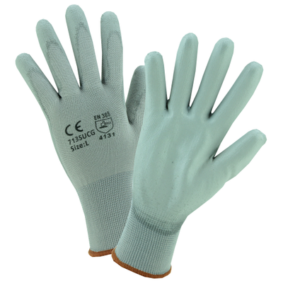 West Chester 713SUCG PosiGrip Gray PU Palm Coated Gray Nylon Gloves (One Dozen)