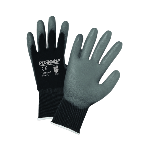 West Chester 713SUGB G-Tek PosiGrip Seamless Knit Nylon Glove with Polyurethane Coated Flat Grip on Palm and Fingers (One Dozen)
