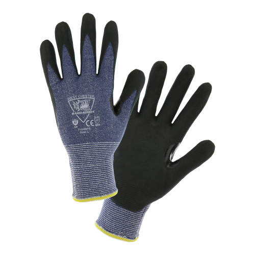 West Chester 715HNFR Blue HPPE shell w/ Black Microfoam Nitrile Dip Gloves (One Dozen)