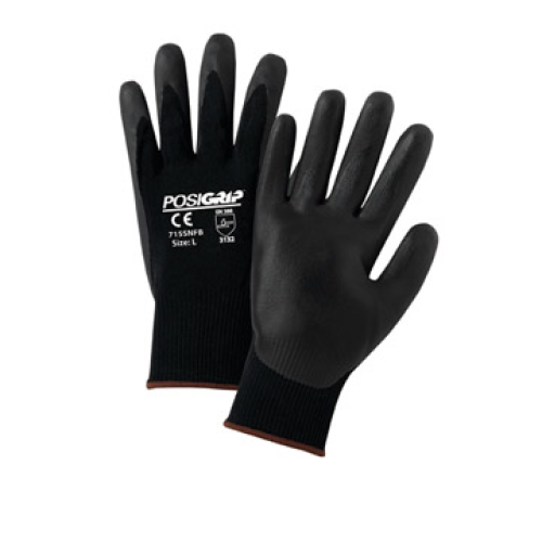 West Chester 715SNFB PosiGrip Black Foam Nitrile Palm Dip on Black Nylon Shell Gloves (One Dozen)