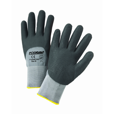 West Chester 715SNFTKD PosiGrip Black Foam Nitrile 3/4 Dip on Gray Nylon Shell with Dotted Palm Gloves (One Dozen)