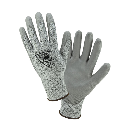 a pair of gray palm coated work gloves from West Chester brand