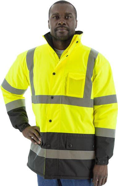Majestic 75-1303 High Visibility Waterproof Parka With Polar Fleece Lining, Ansi 3, R
