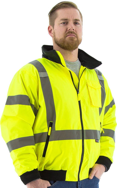 Majestic 75-1331 High Visibility Yellow Polyester Bomber Jacket