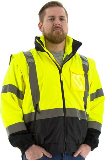 Majestic 75-1383 High Visibility 8-IN-1 Waterproof jacket With High Visibility Liner Ansi 3, R
