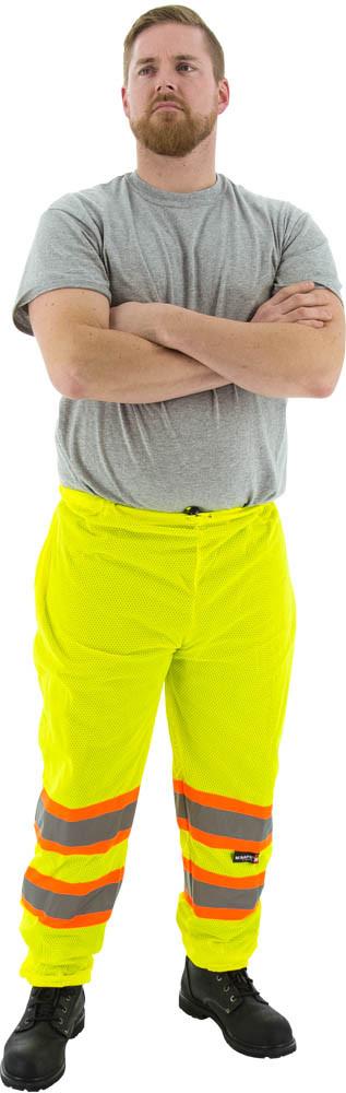 Majestic 75-2501 High Visibility With Dot Striping Lightweight Mesh Pants, Ansi E