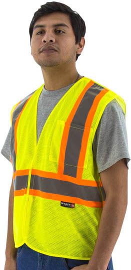Majestic 75-3219 High Visibility With Dot Striping Mesh Breakaway Safety Vest, Ansi 2, R