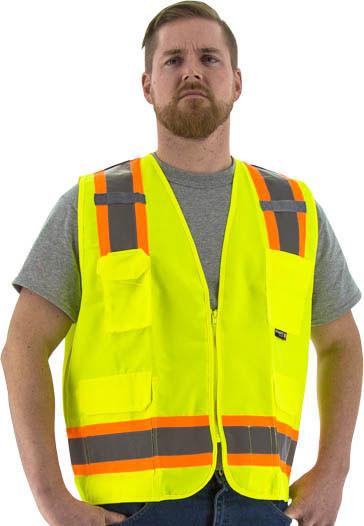 Majestic 75-3221 High Visibility With Two-Tone Dot Striping Surveyors Safety Vest, Ansi 2, R