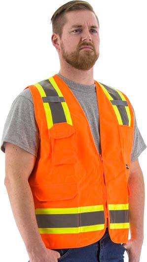 Majestic 75-3222 High Visibility With Two-Tonw Dot Striping Surveyors Safety Vest, Ansi 2, R