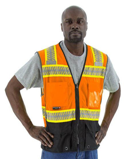 Majestic 75-3240 High Visibility With Dot Reflective Chainsaw Striping Mesh Safety Vest, Ansi 2, R