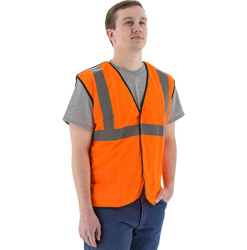 Majestic 75-3256 Hi Vis Breakaway Mesh Vest 2” Reflective Strip, Orange (Pack of 1)