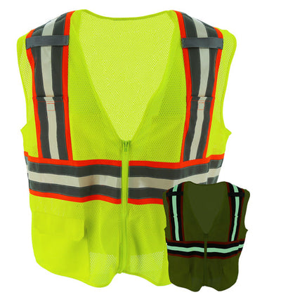 Majestic 75-3259 Hi Visibility Glow-in-the Dark Mesh Vest, Yellow